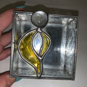 Bijouterie Silver Yellow Stained Glass Trinket Box